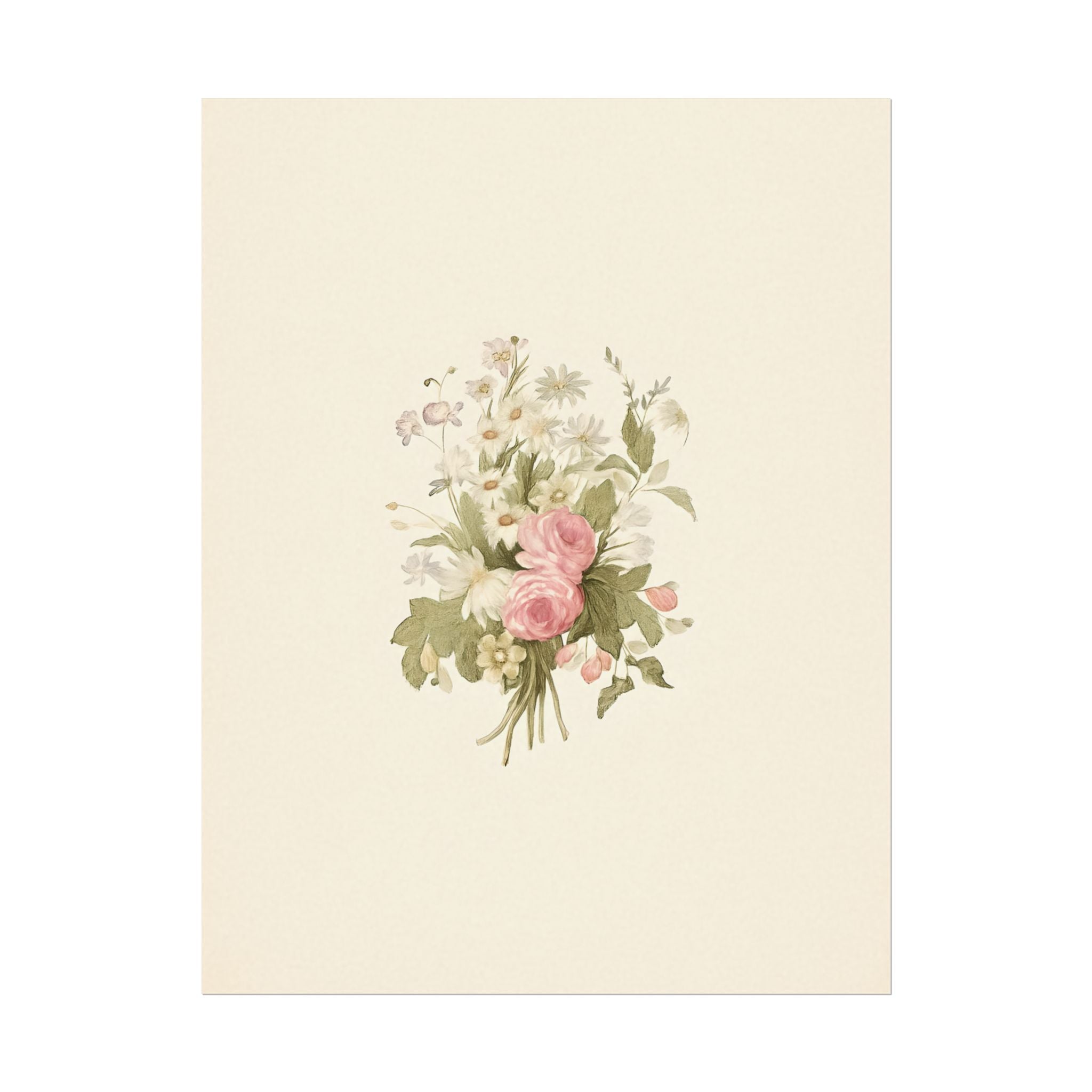 Vintage Roses Textured Watercolor Matte Poster