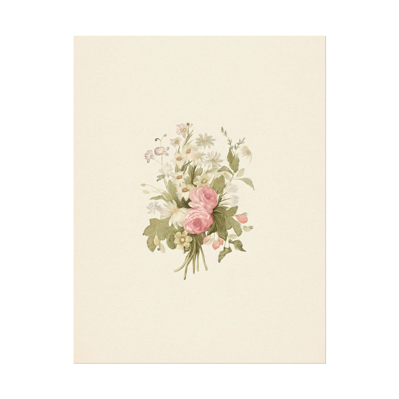 Vintage Roses Textured Watercolor Matte Poster