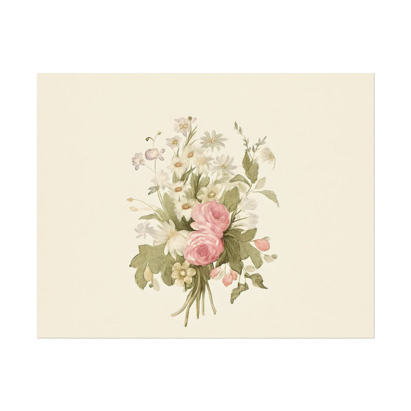Vintage Roses Textured Watercolor Matte Poster