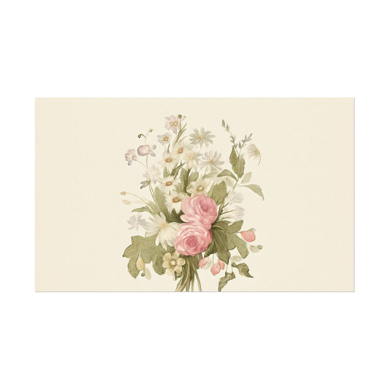 Vintage Roses Textured Watercolor Matte Poster