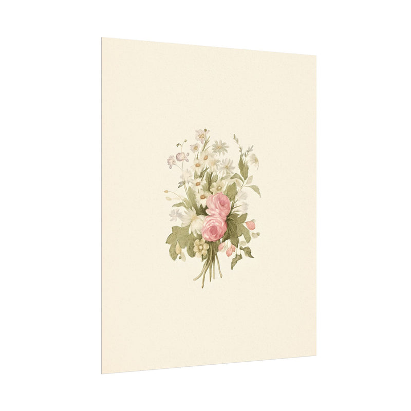 Vintage Roses Textured Watercolor Matte Poster