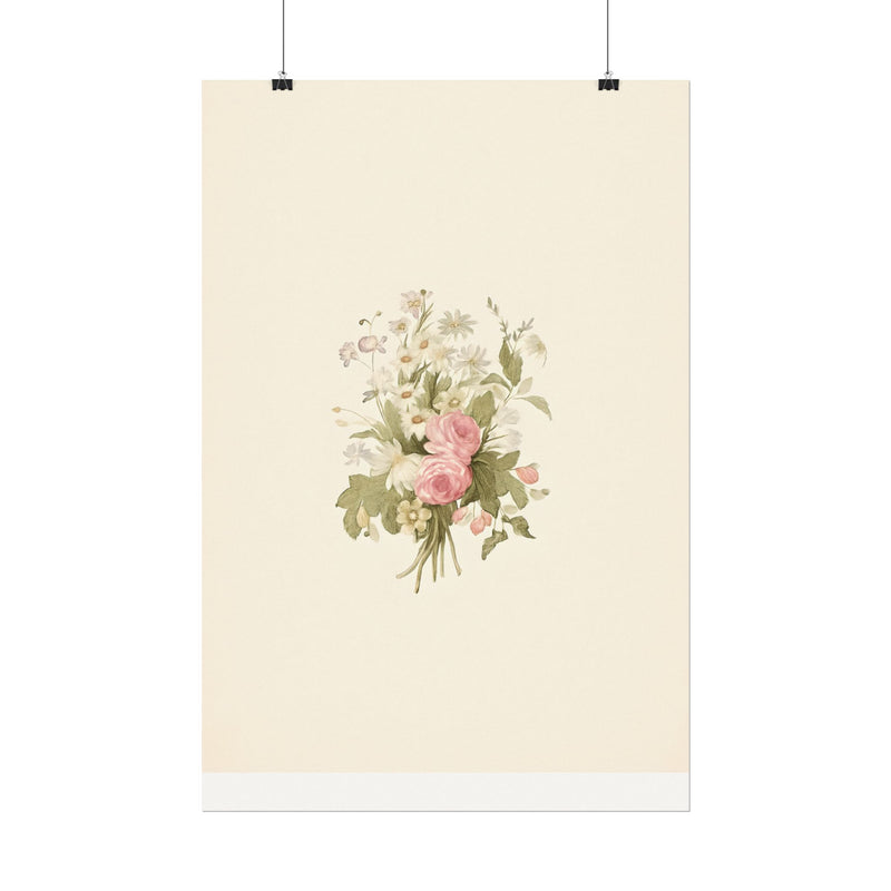 Vintage Roses Textured Watercolor Matte Poster