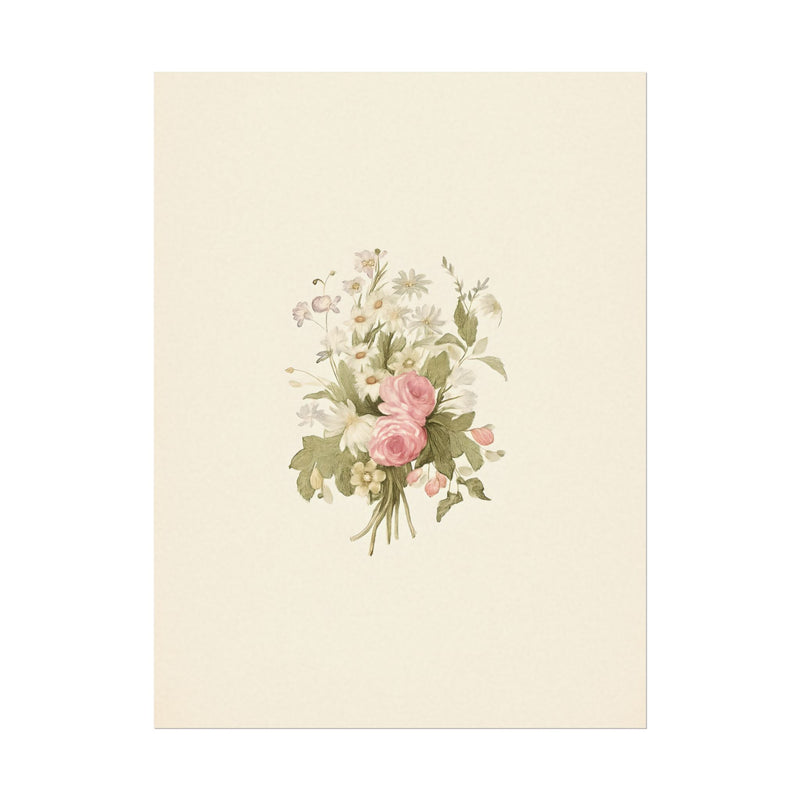 Vintage Roses Textured Watercolor Matte Poster