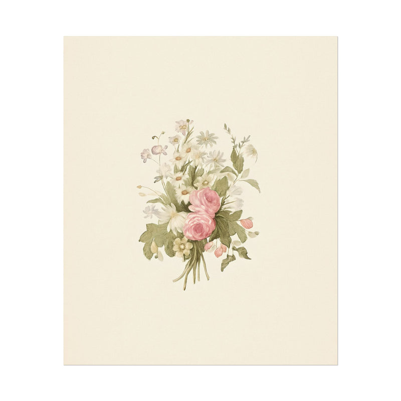Vintage Roses Textured Watercolor Matte Poster
