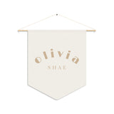 Custom Baby Girl Pennant Banner in Cream/Tan Font | Custom Name Nursery Pennant Banner