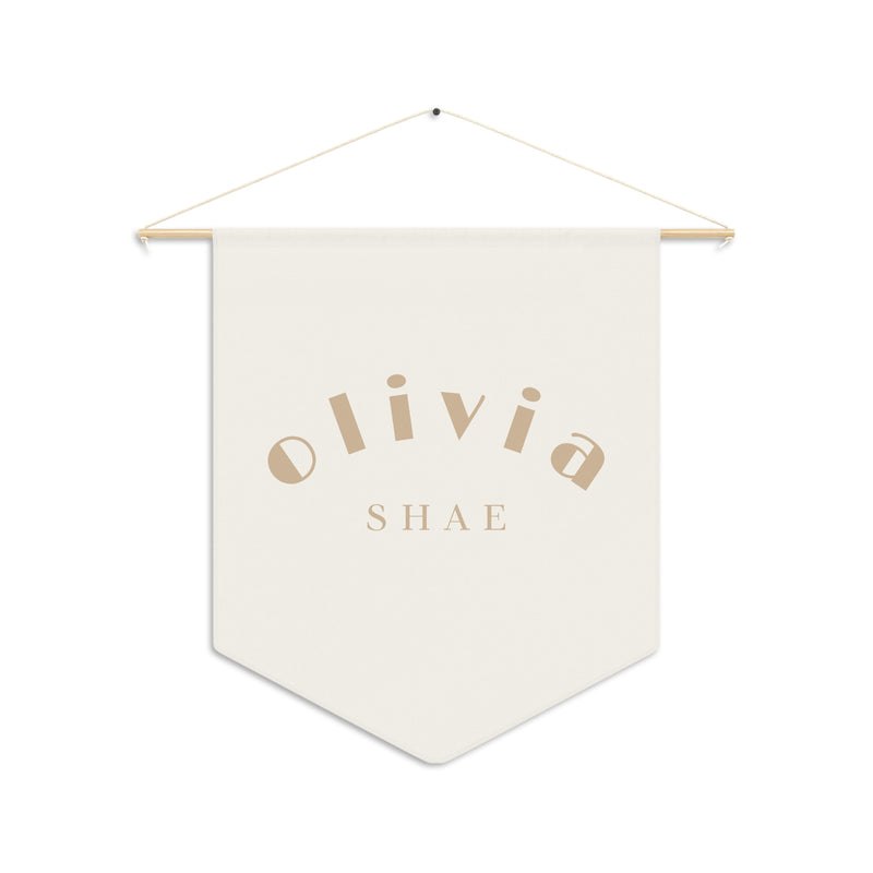 Custom Baby Girl Pennant Banner in Cream/Tan Font | Custom Name Nursery Pennant Banner