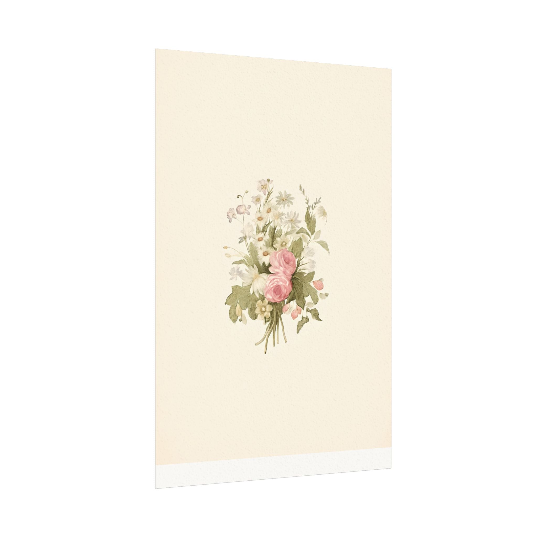 Vintage Roses Textured Watercolor Matte Poster