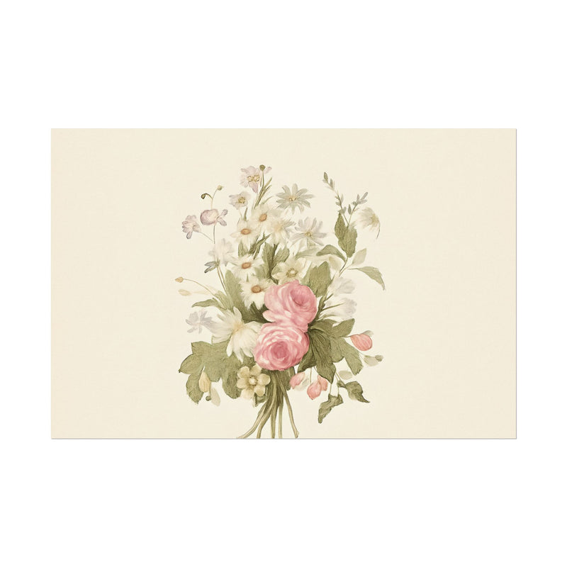 Vintage Roses Textured Watercolor Matte Poster