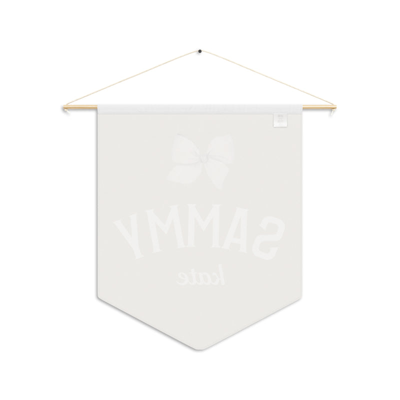 Custom Baby Girl Pennant Banner in Tan/Cream/Blush with Name and Bow  | Custom Name Nursery Pennant Banner