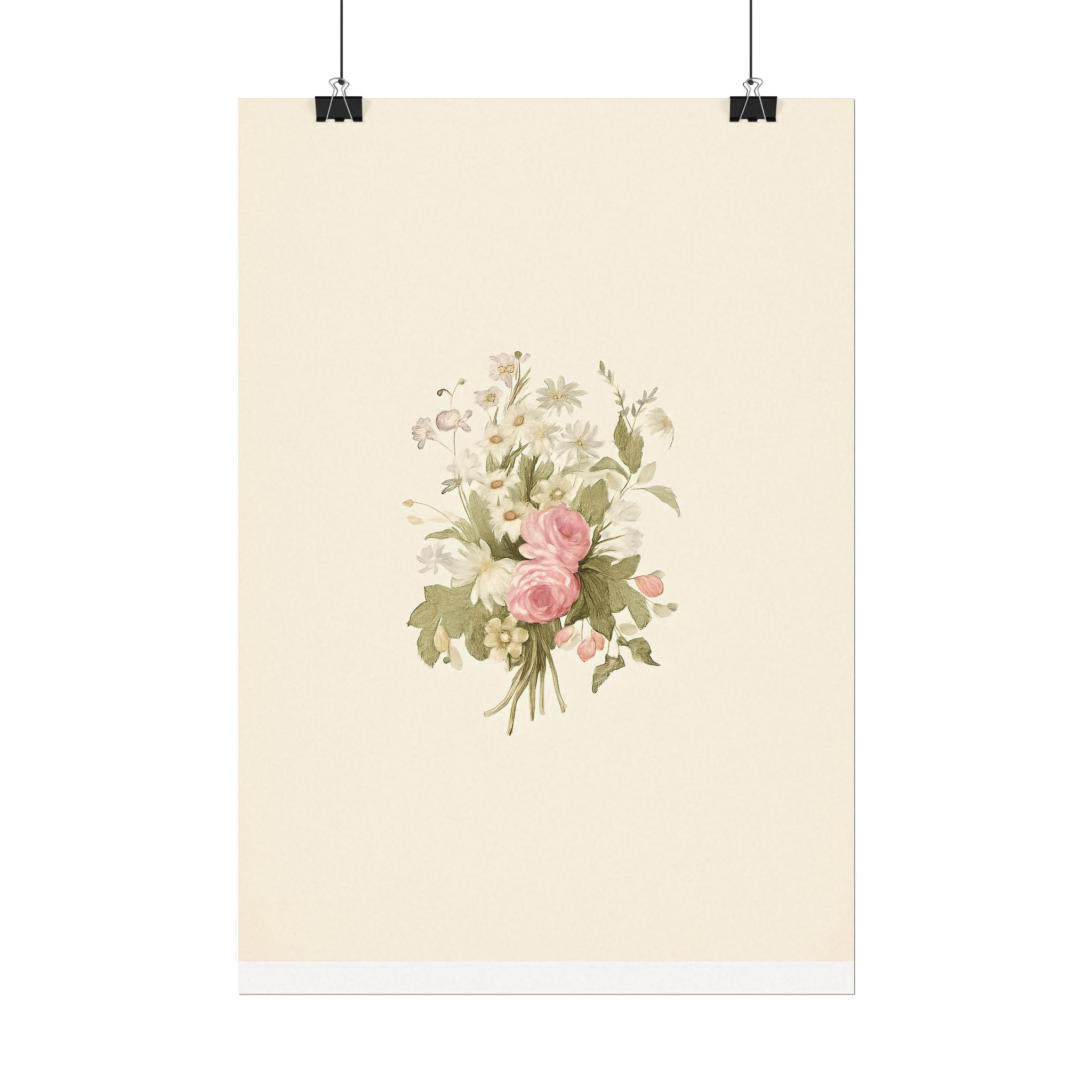 Vintage Roses Textured Watercolor Matte Poster