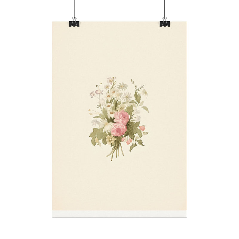 Vintage Roses Textured Watercolor Matte Poster