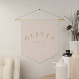 Custom Baby Girl Pennant Banner in Blush/Tan Font Bold | Custom Name Nursery Pennant Banner