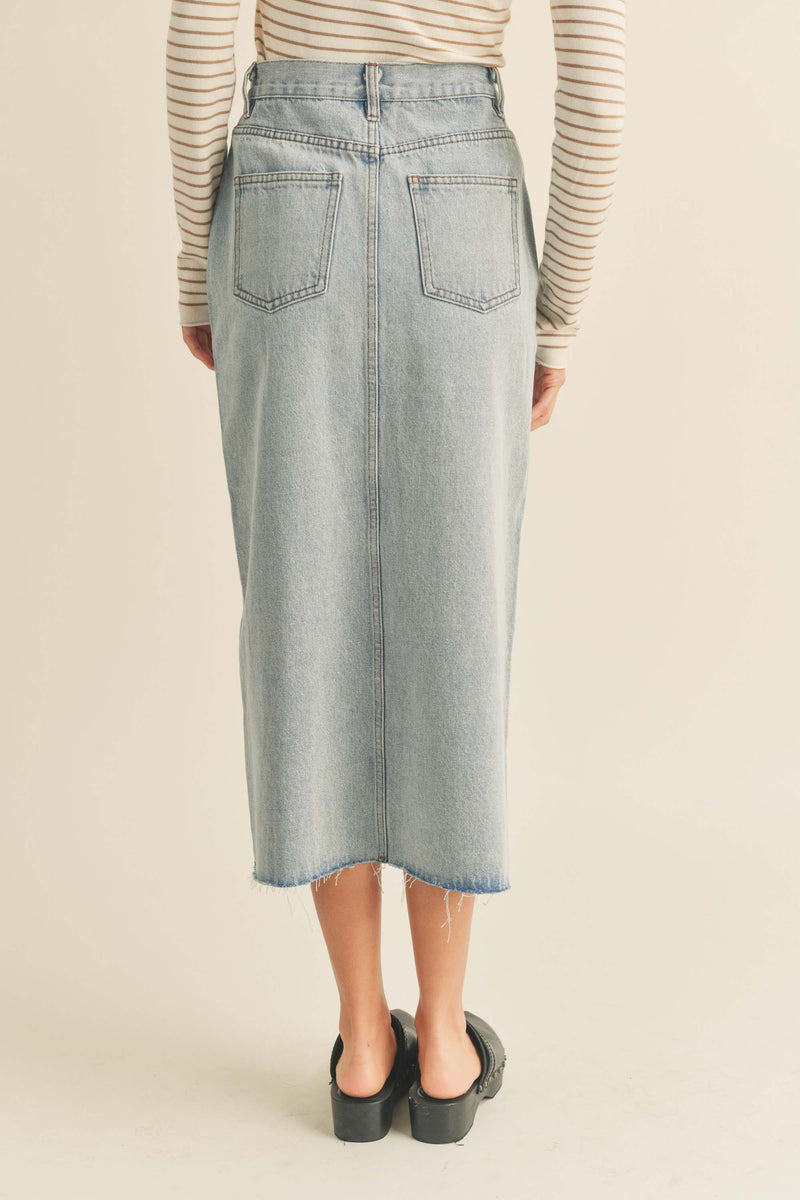 (PRE-ORDER 1-2 WEEKS) KYLA FRONT SLIT DENIM SKIRT