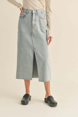 (PRE-ORDER 1-2 WEEKS) KYLA FRONT SLIT DENIM SKIRT