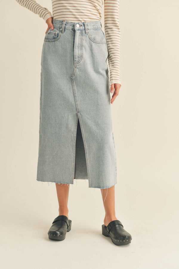 (PRE-ORDER 1-2 WEEKS) KYLA FRONT SLIT DENIM SKIRT