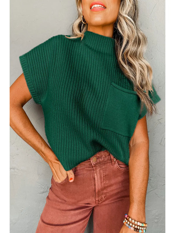 Ribbed Short Sleeve Sweater