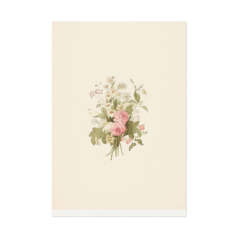 Vintage Roses Textured Watercolor Matte Poster