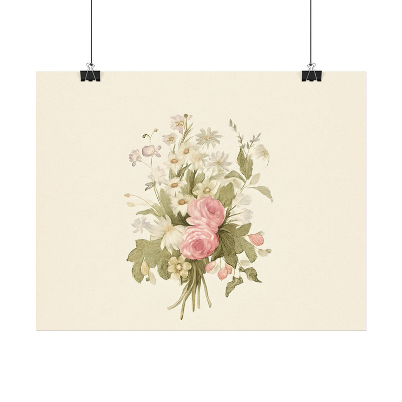 Vintage Roses Textured Watercolor Matte Poster