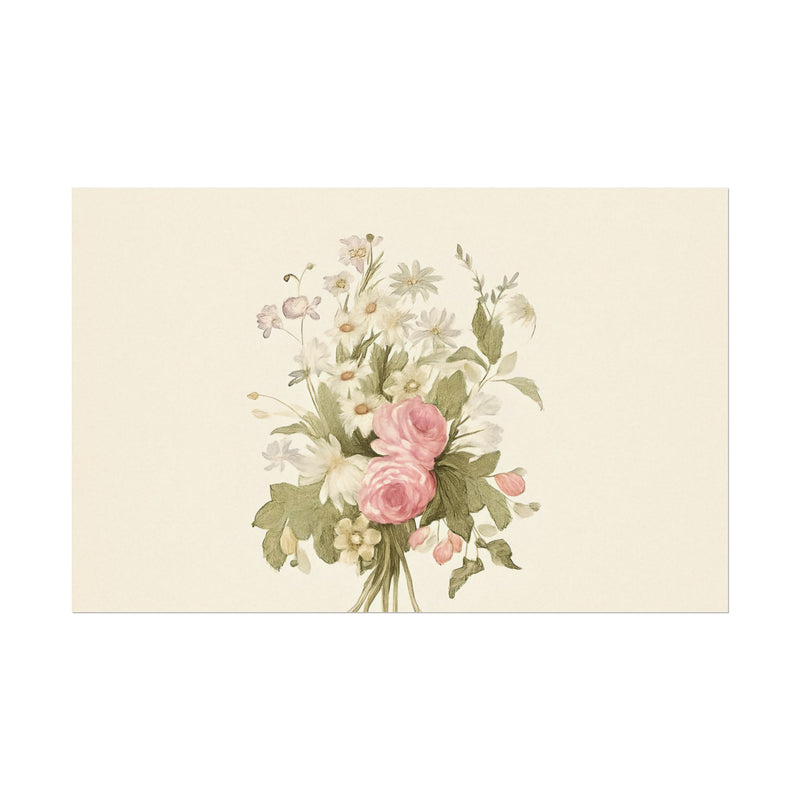 Vintage Roses Textured Watercolor Matte Poster