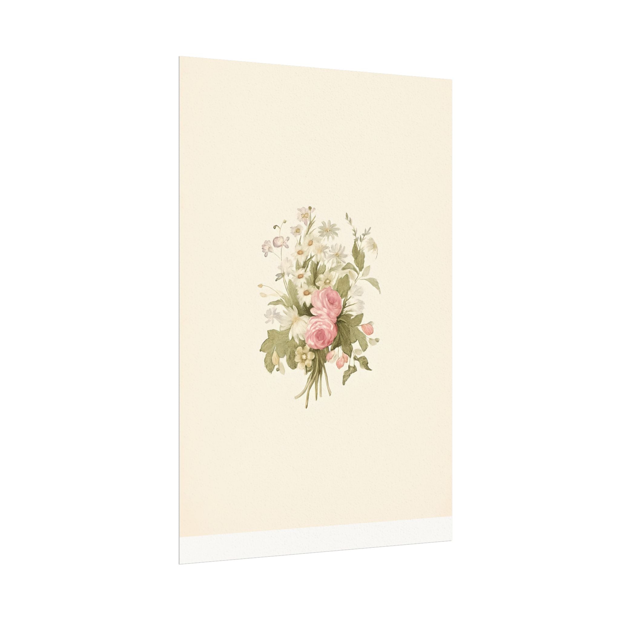 Vintage Roses Textured Watercolor Matte Poster