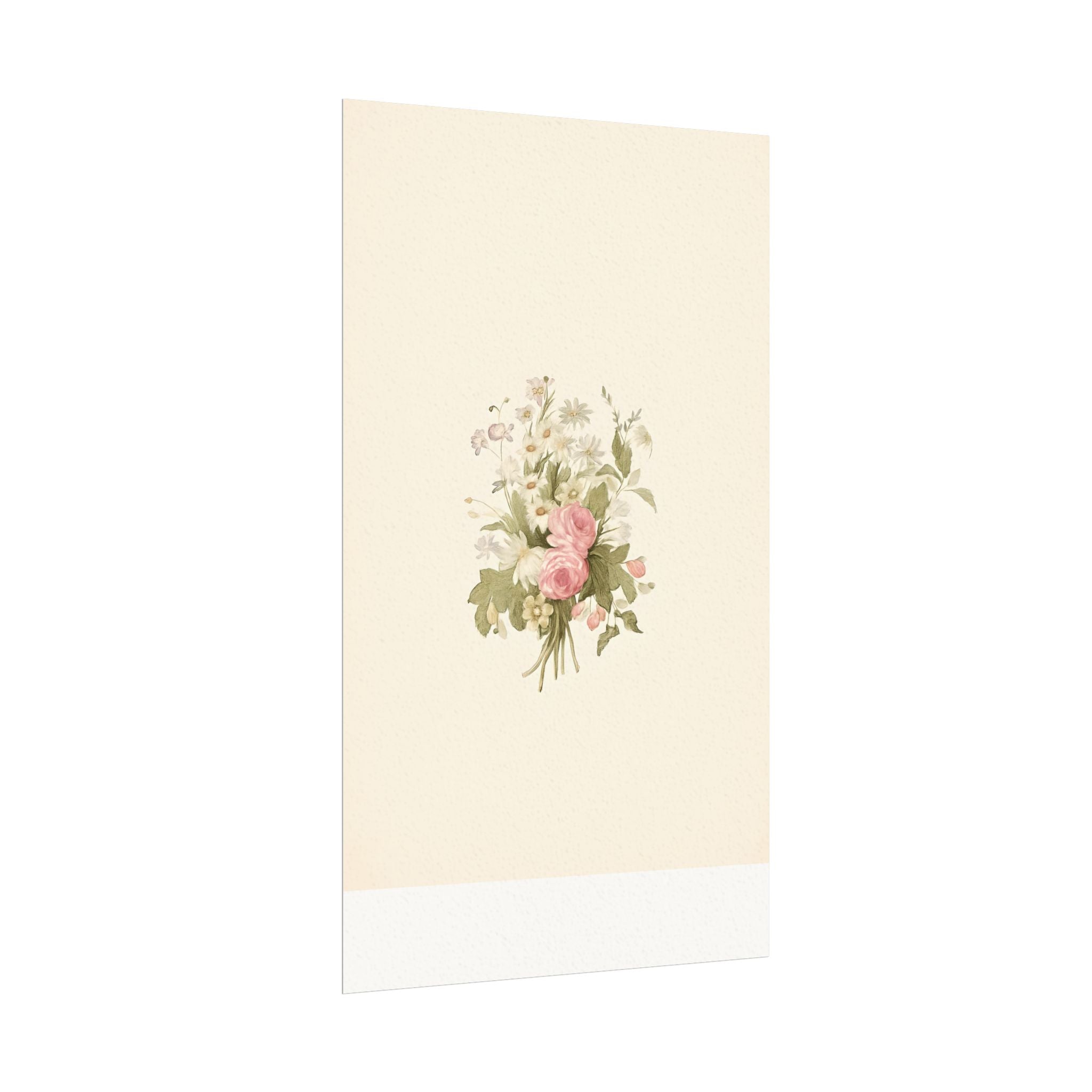 Vintage Roses Textured Watercolor Matte Poster