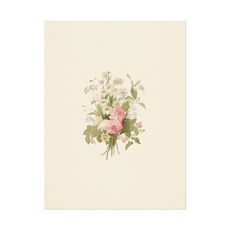 Vintage Roses Textured Watercolor Matte Poster