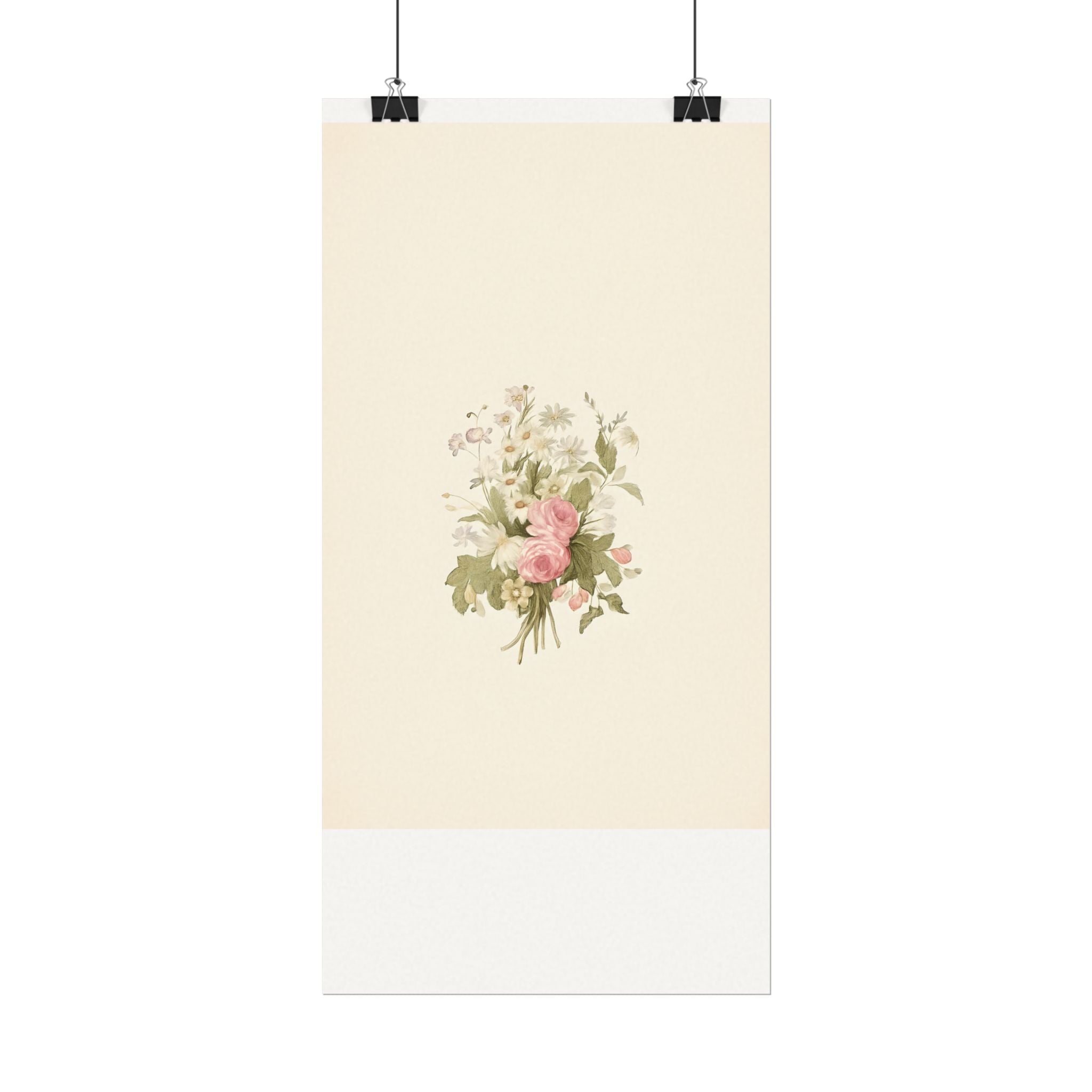 Vintage Roses Textured Watercolor Matte Poster