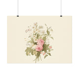 Vintage Roses Textured Watercolor Matte Poster