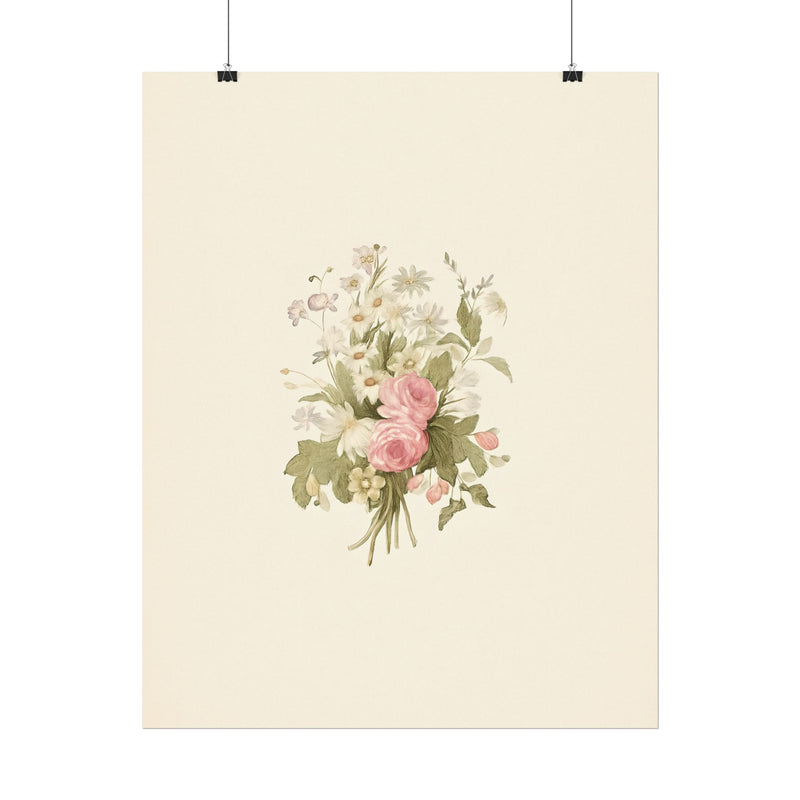 Vintage Roses Textured Watercolor Matte Poster