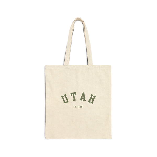 Utah Cotton Canvas Tote Bag in green , Eco-Friendly Shopping Bag, Gift for Travelers, Reusable Grocery Bag
