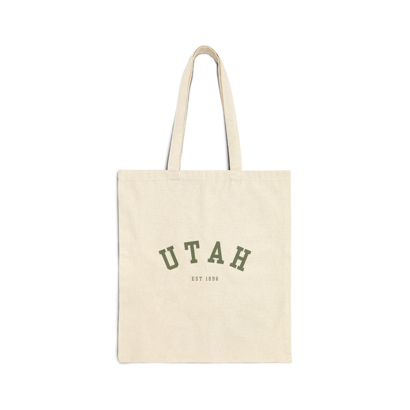 Utah Cotton Canvas Tote Bag in green , Eco-Friendly Shopping Bag, Gift for Travelers, Reusable Grocery Bag