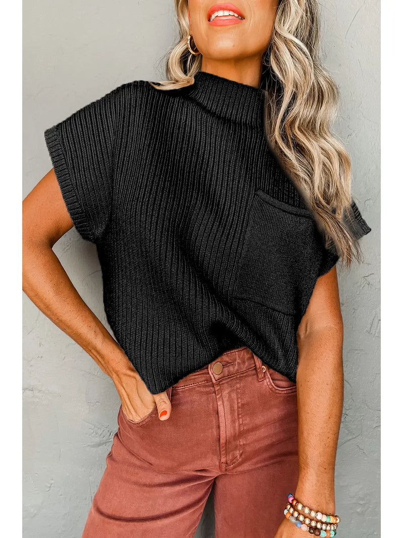 Ribbed Short Sleeve Sweater