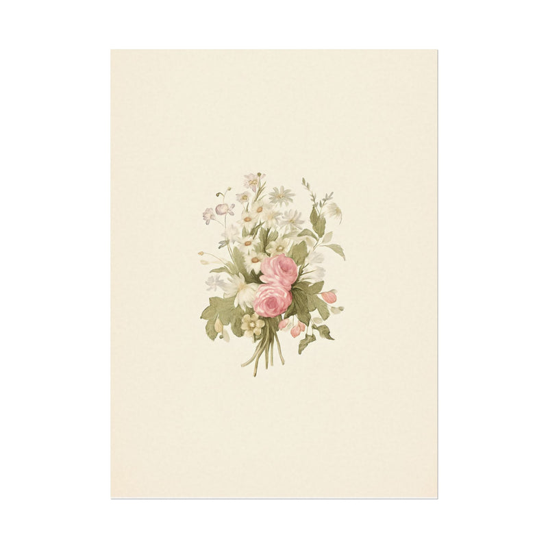 Vintage Roses Textured Watercolor Matte Poster