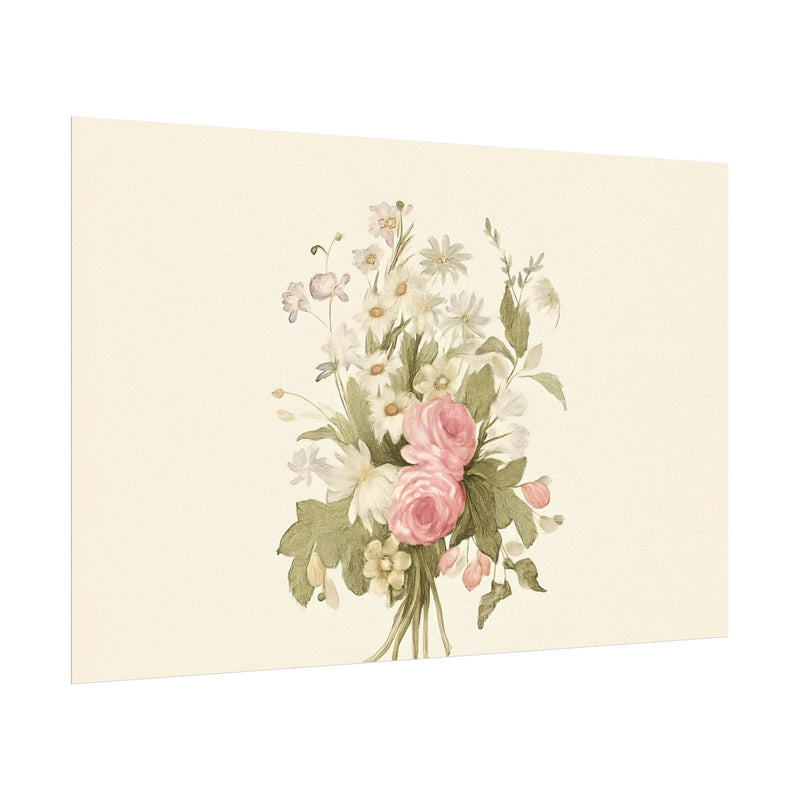 Vintage Roses Textured Watercolor Matte Poster