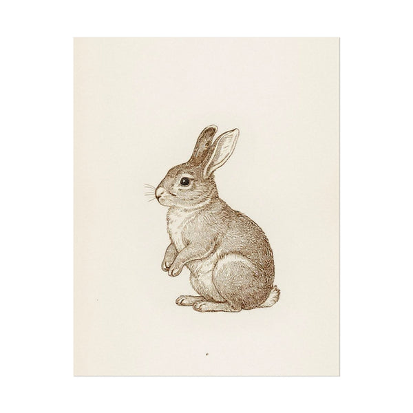 Vintage Bunny Watercolor Textured Poster Print