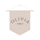 Custom Baby Girl Pennant Banner in Blush/Black Font | Custom Name Nursery Pennant Banner