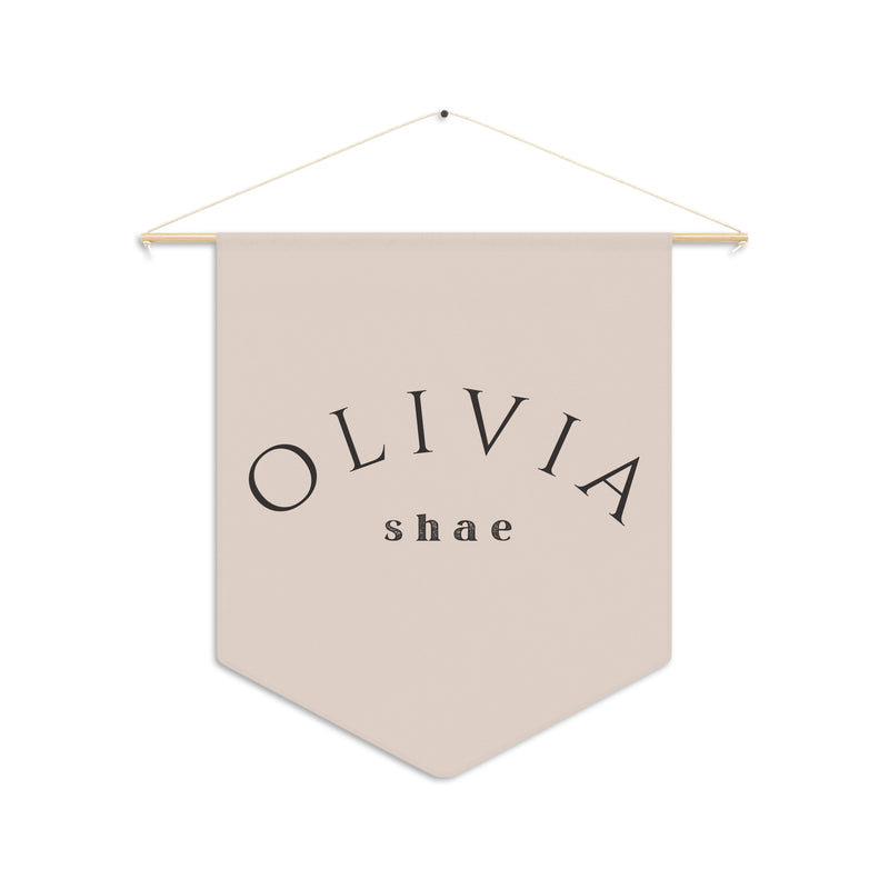 Custom Baby Girl Pennant Banner in Blush/Black Font | Custom Name Nursery Pennant Banner