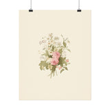 Vintage Roses Textured Watercolor Matte Poster