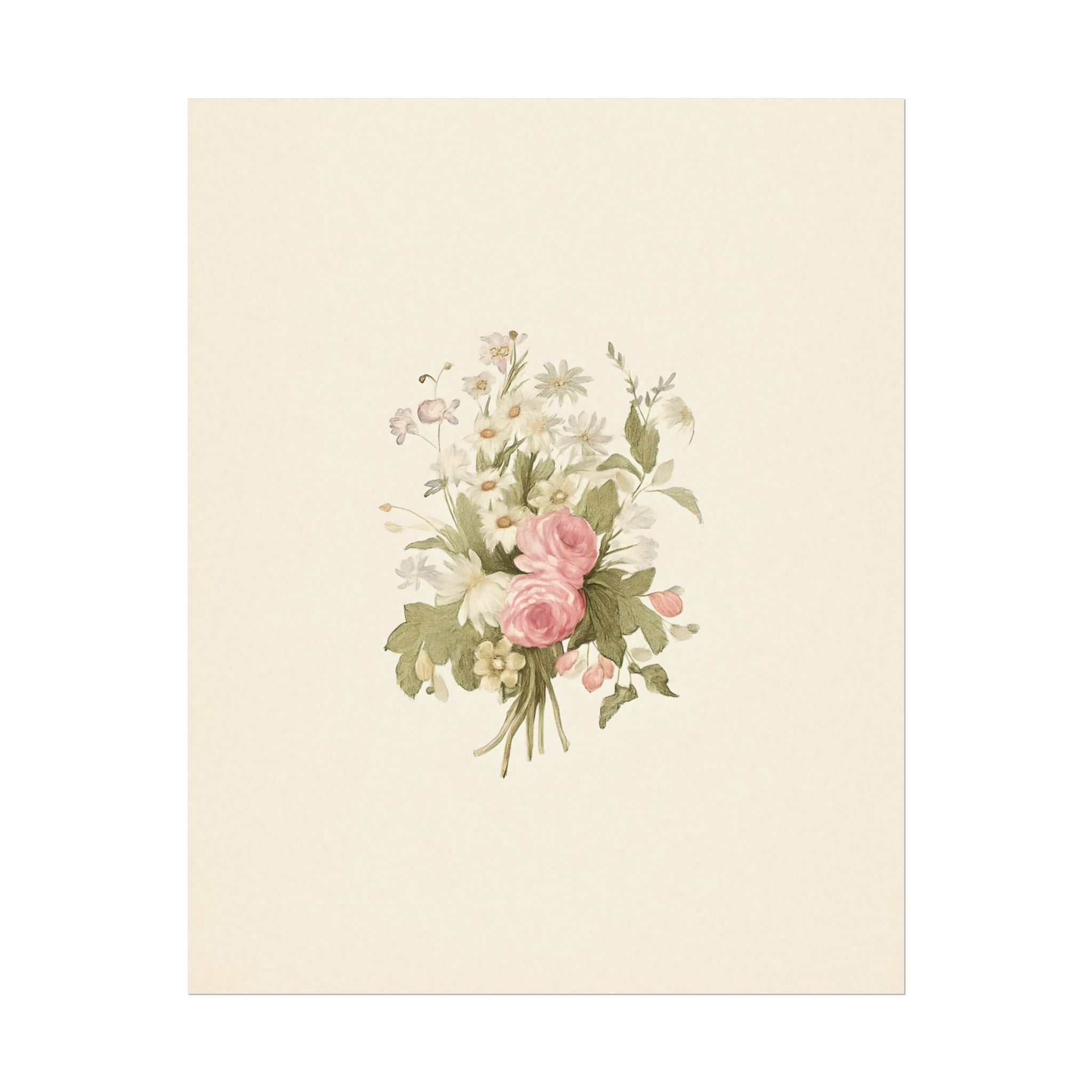 Vintage Roses Textured Watercolor Matte Poster