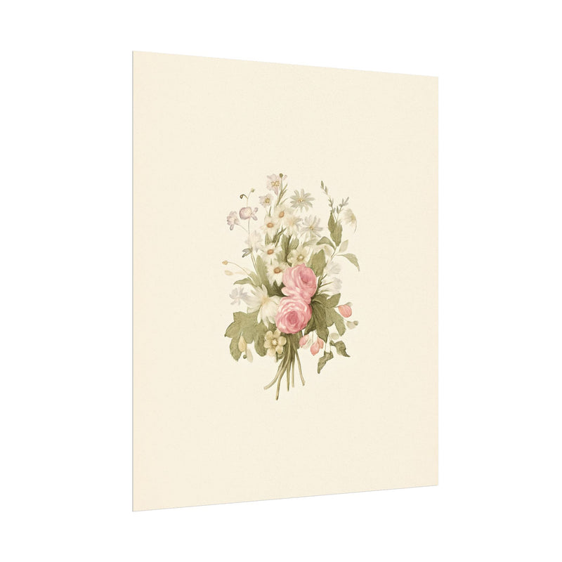 Vintage Roses Textured Watercolor Matte Poster