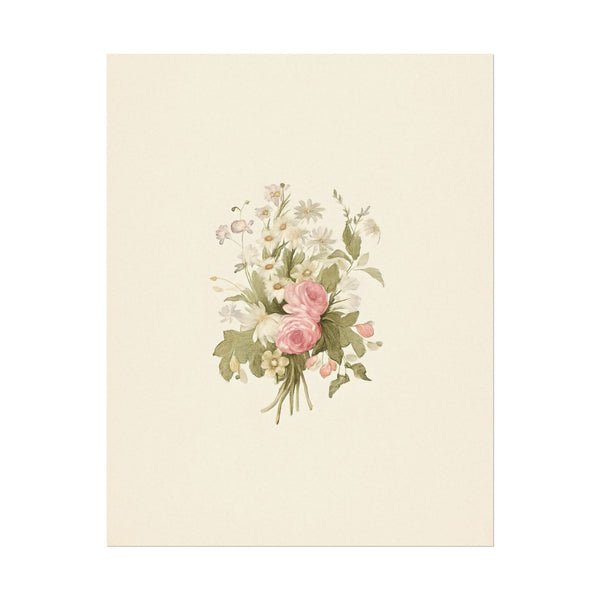 Vintage Roses Textured Watercolor Matte Poster