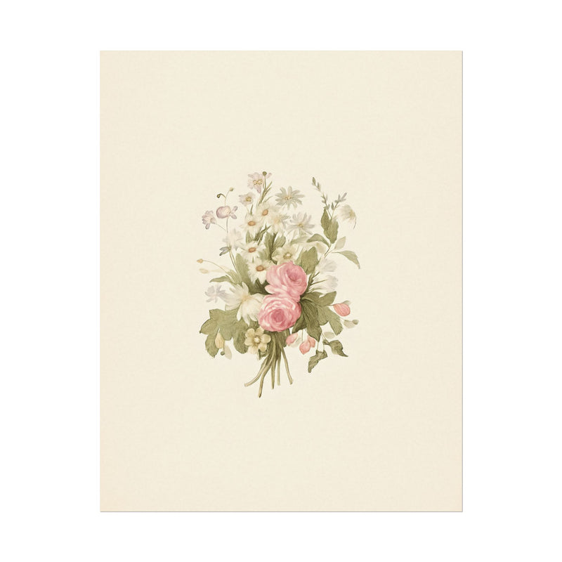 Vintage Roses Textured Watercolor Matte Poster