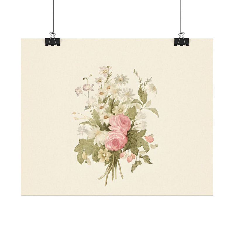Vintage Roses Textured Watercolor Matte Poster