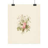 Vintage Roses Textured Watercolor Matte Poster