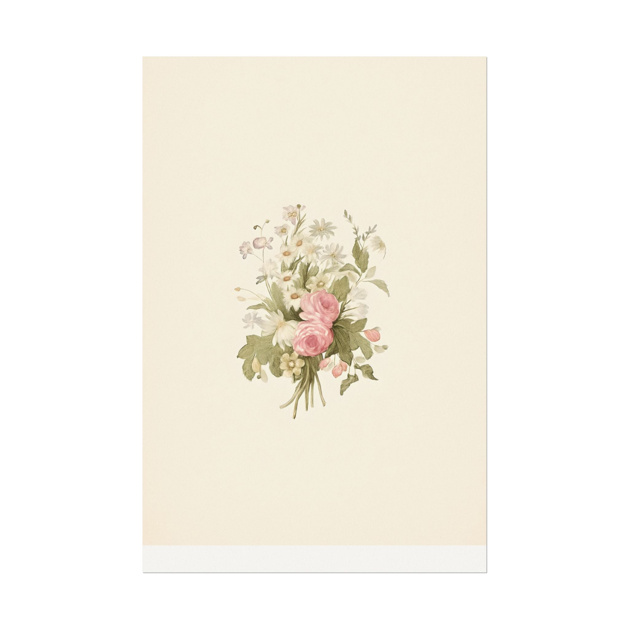 Vintage Roses Textured Watercolor Matte Poster
