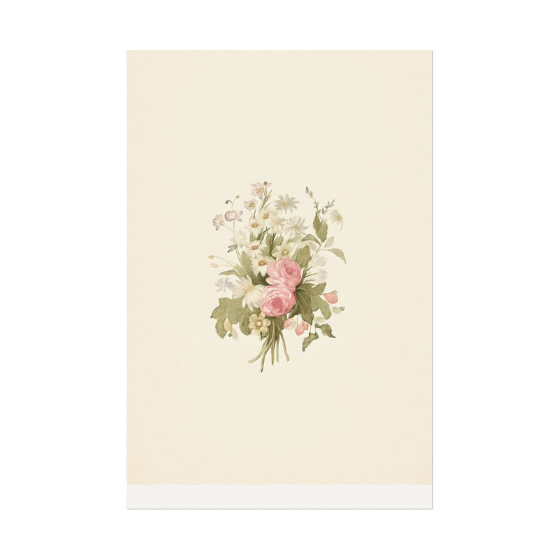 Vintage Roses Textured Watercolor Matte Poster