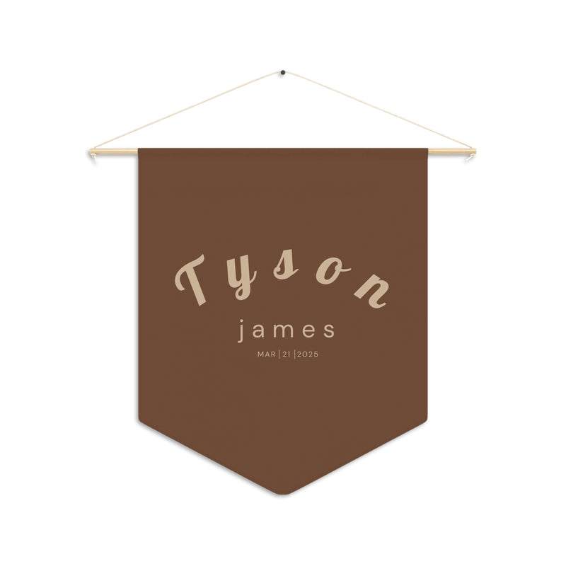 Custom Baby Pennant Banner in Dark Brown/Beige Curvey Font | Custom Name Nursery Pennant Banner