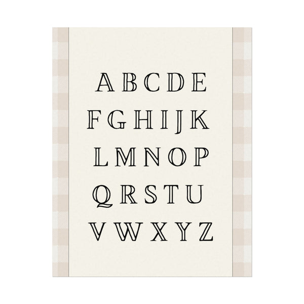Vintage Alphabet textured Watercolor Matte Poster Print