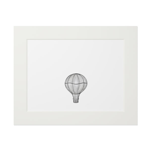 Vintage Hot Air Balloon Black and White Nursery/Home Decor Fine Art Print