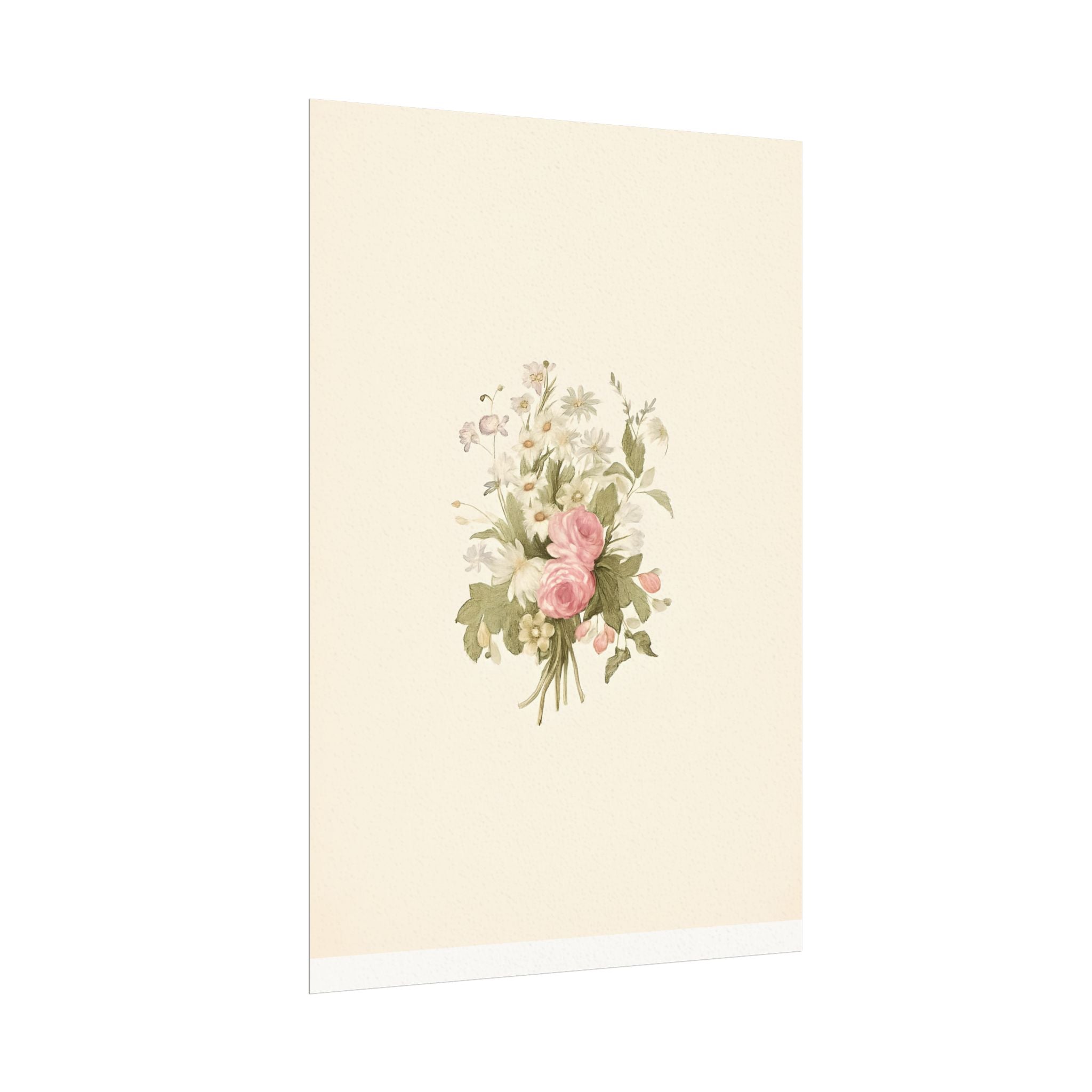 Vintage Roses Textured Watercolor Matte Poster